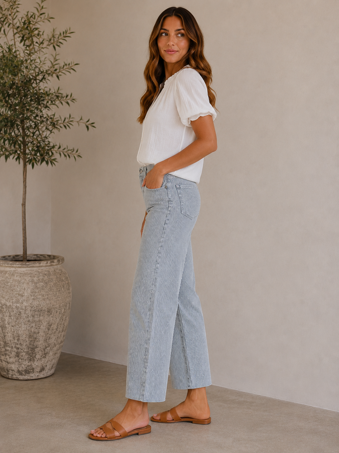 Navy &amp; Ivory Kelsey High Rise Fab