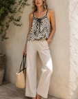 Ivory & Black Harper Crochet Tank