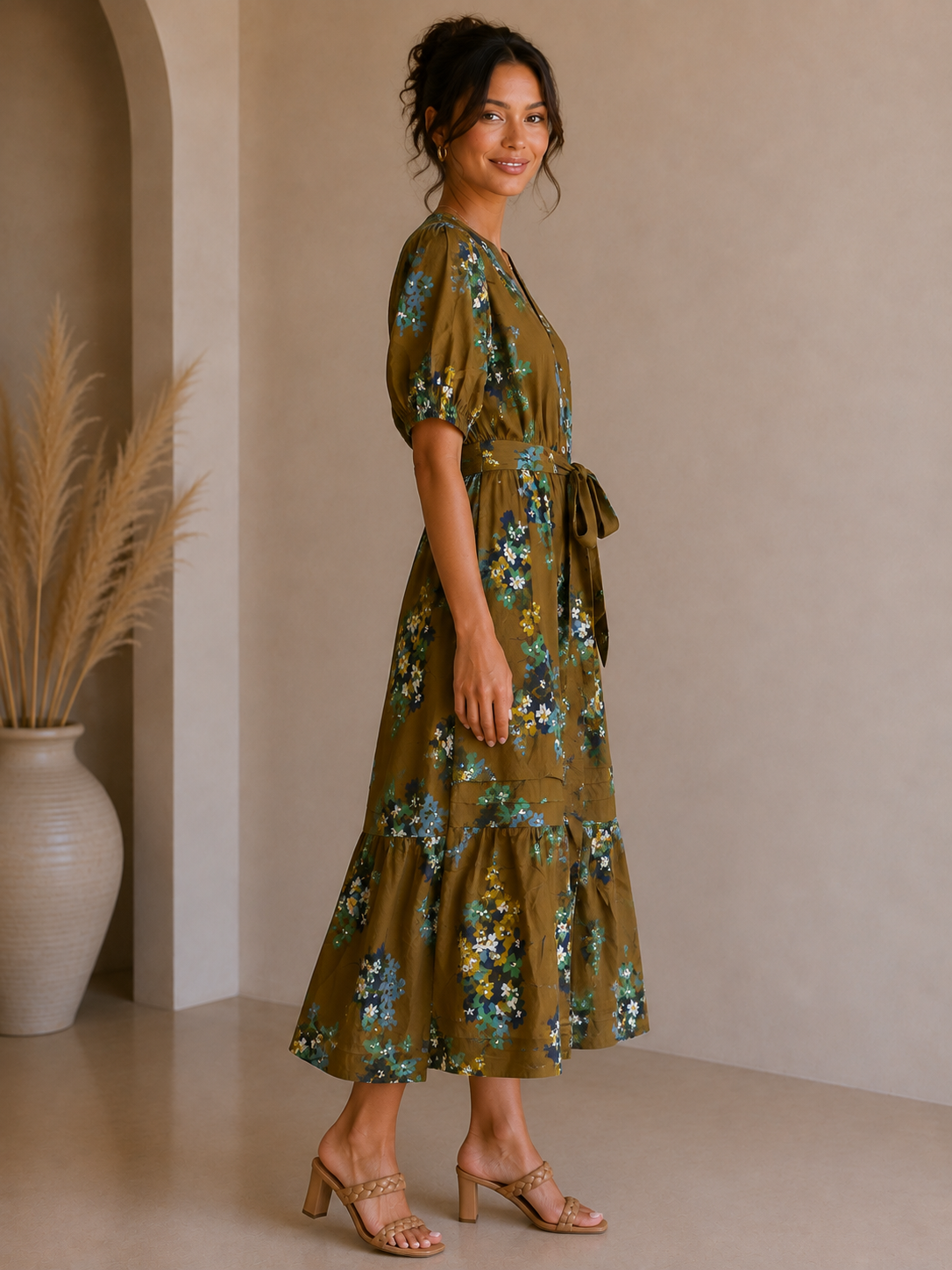 Camel Multi Charlotte Dress