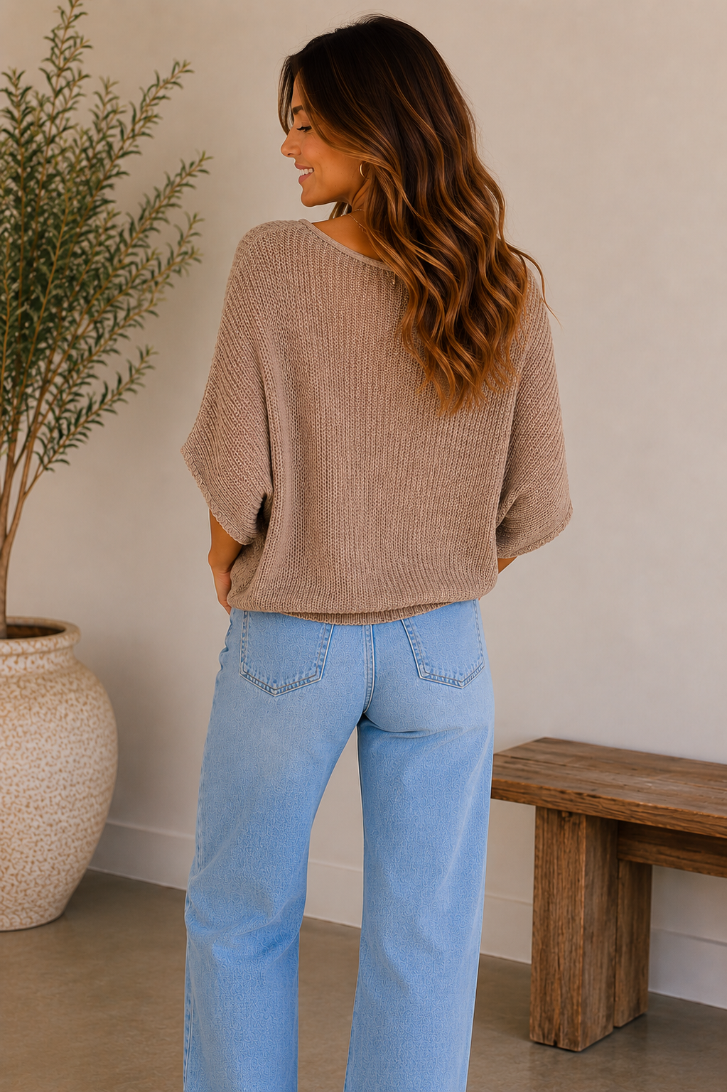 Taupe Shae Textured Knit Top