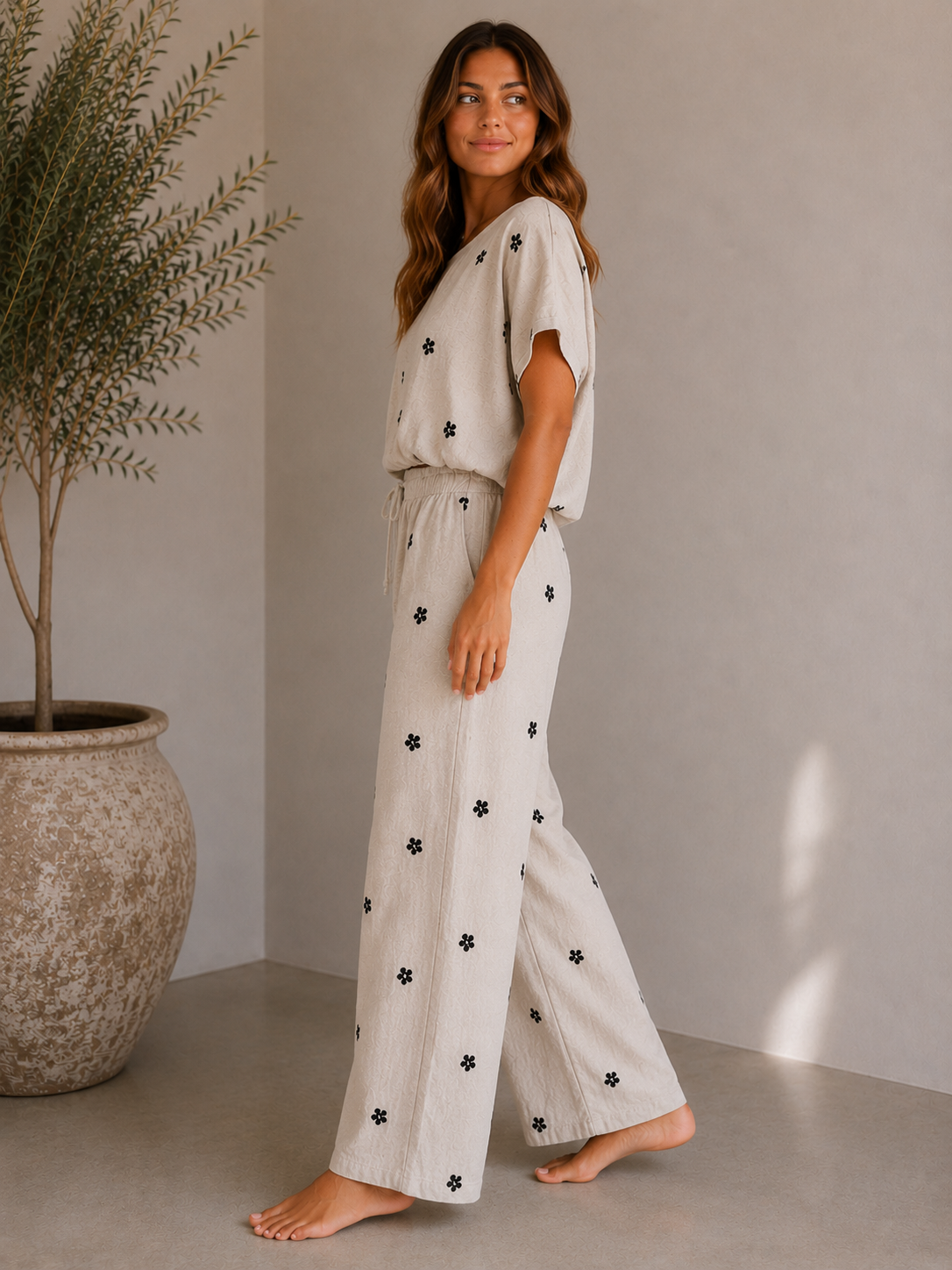 Oatmeal Dotted Pants
