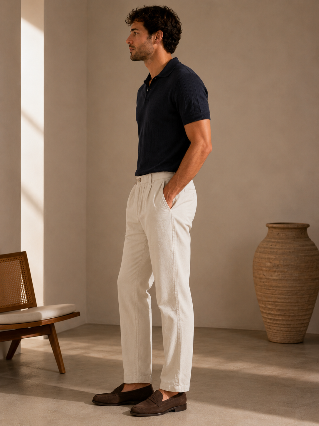 Natural Laguna Linen Chino Pant