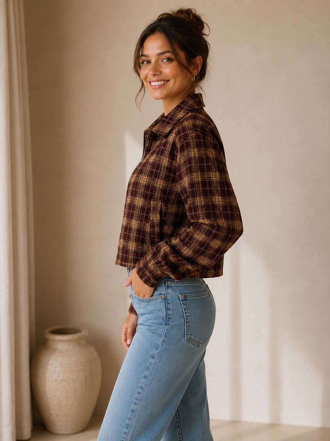 Burgundy Drew Plaid Shirt Jacket - G267J1906