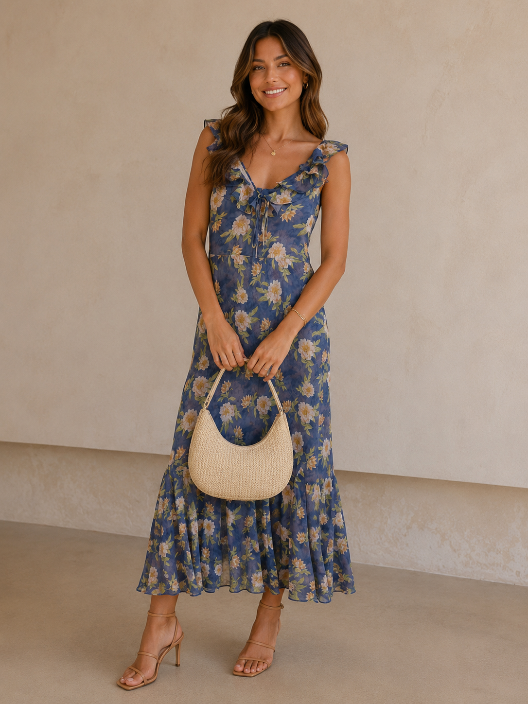 Blue Floral Caroletta Dress