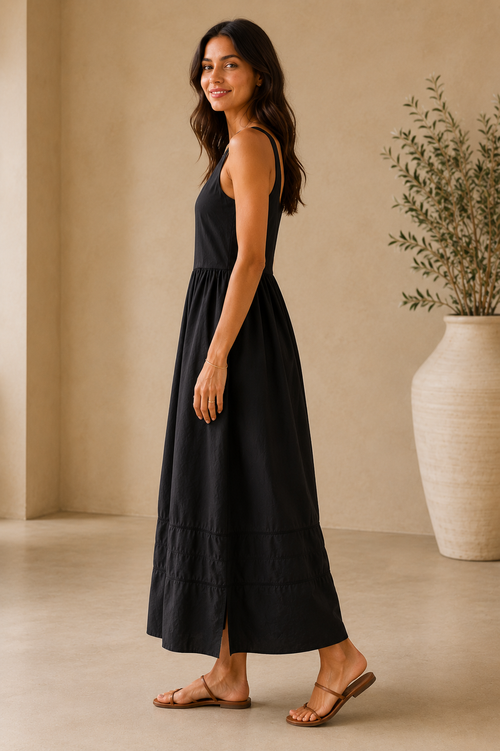 Black Johanna Midi Dress