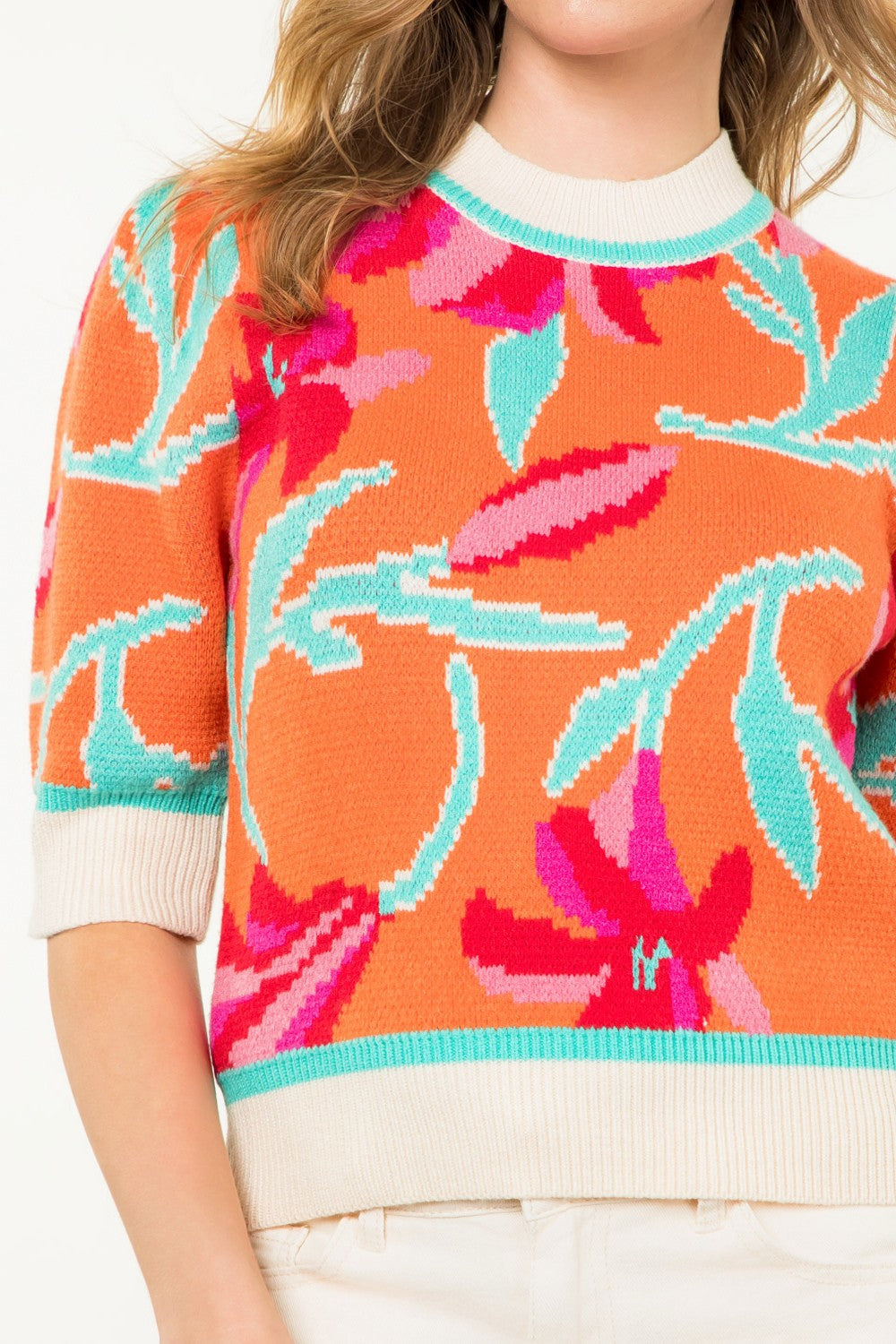 Orange Floral Abera Sweater