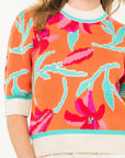 Orange Floral Abera Sweater