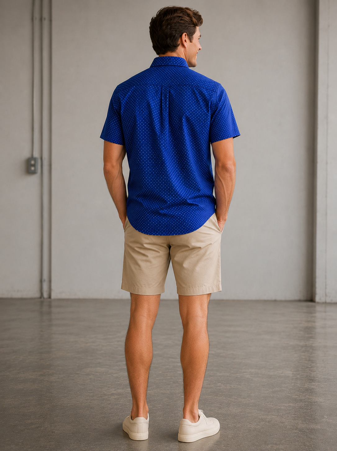 Cobalt Dot Halyard SS Dress Shirt