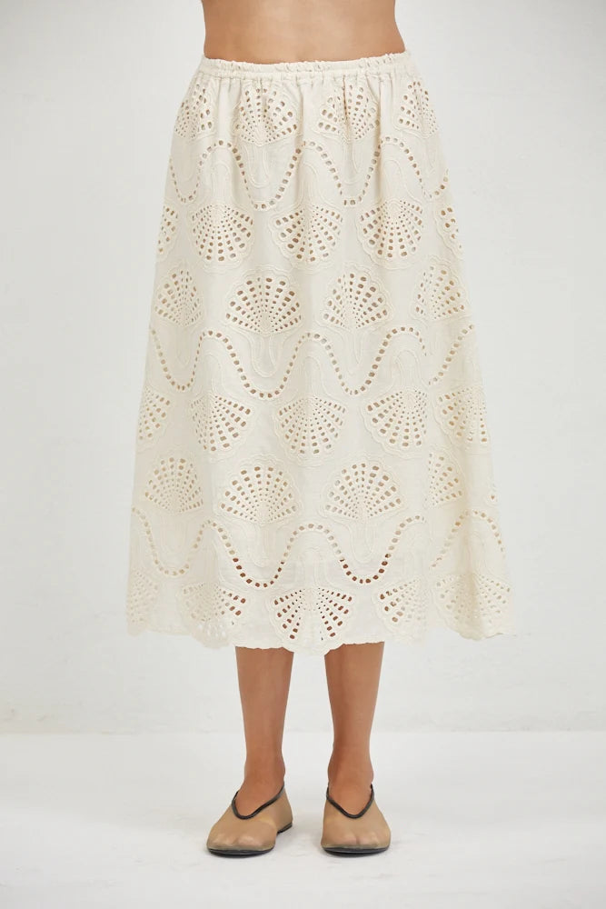 Natural Cannes Eyelet Skirt