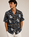 Brown Linen Floral Montauk Short Sleeve Shirt