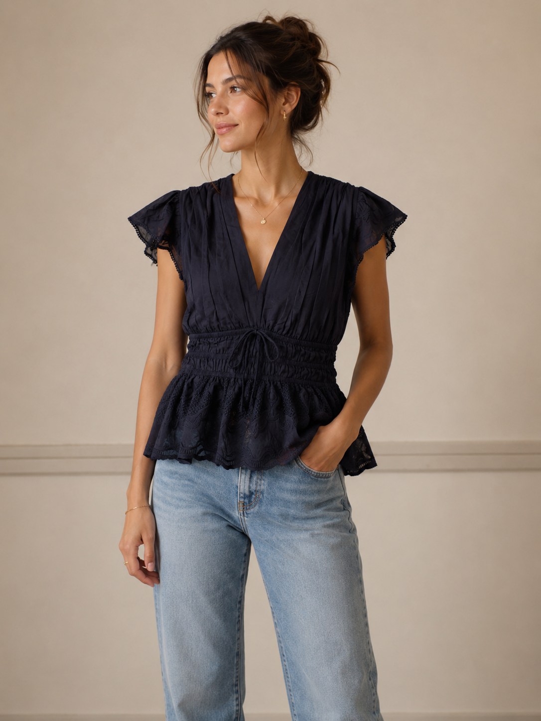 Navy Charlotte Blouse