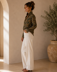Decoratif Uma High Neck Silk Shirt
