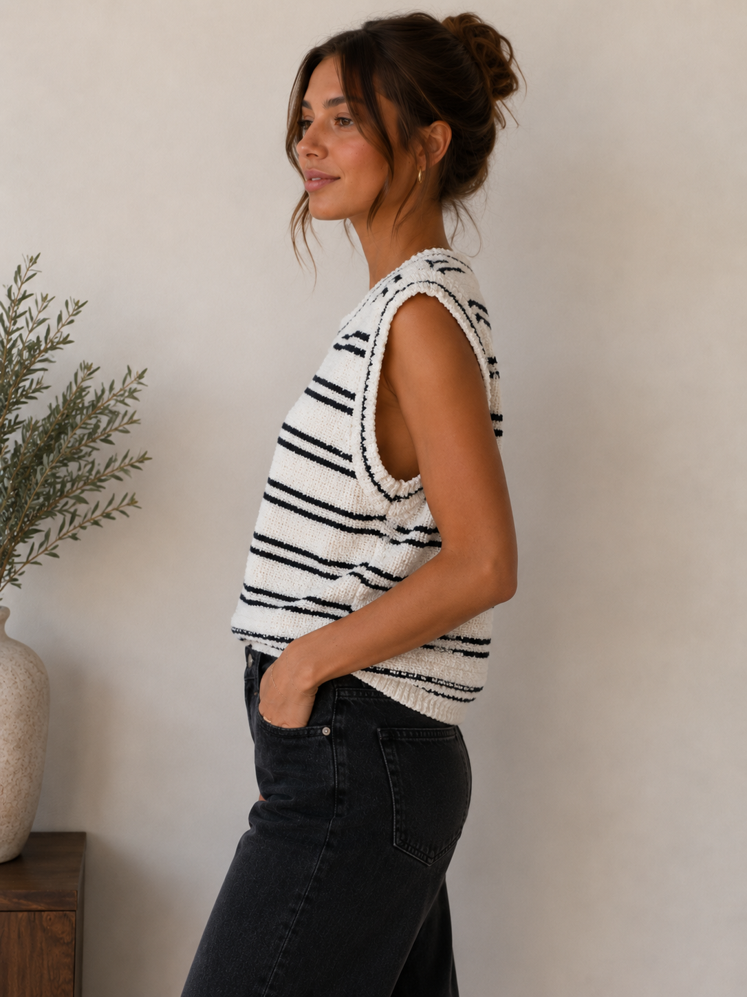 Ivory &amp; Black Dolly Top