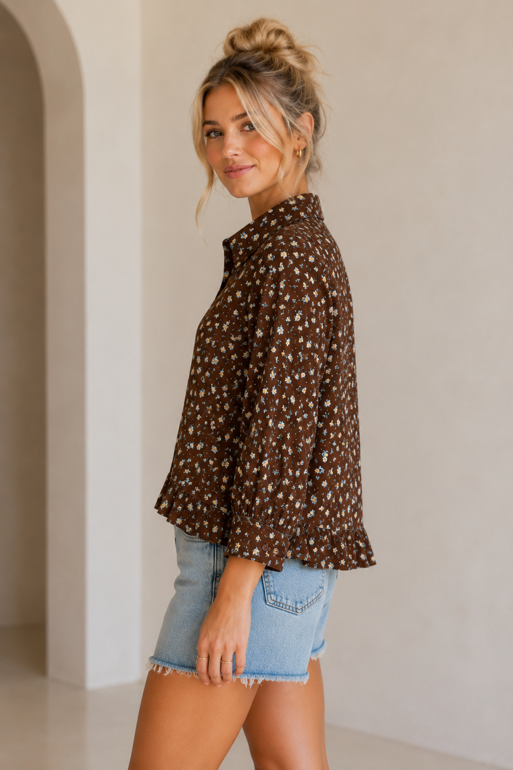 Brown Floral Ashe Blouse
