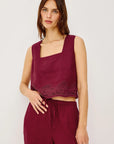 Berry Hibiscus Embroidery Akira Top