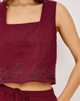 Berry Hibiscus Embroidery Akira Top