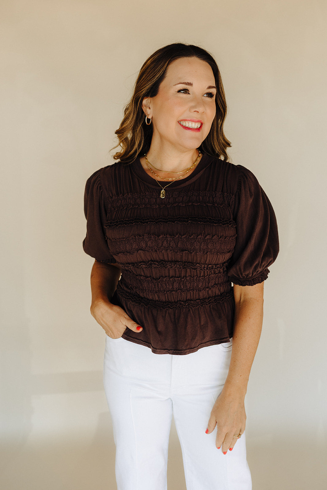 French Chocolate Maxey Knit Top