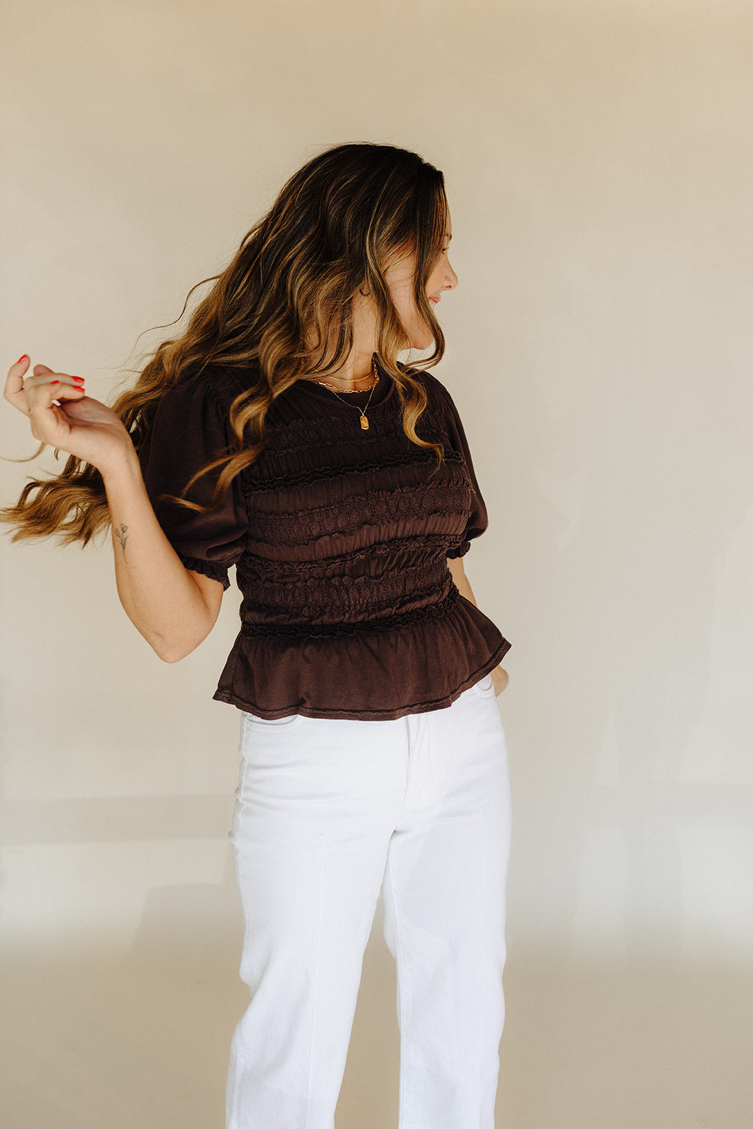 French Chocolate Maxey Knit Top