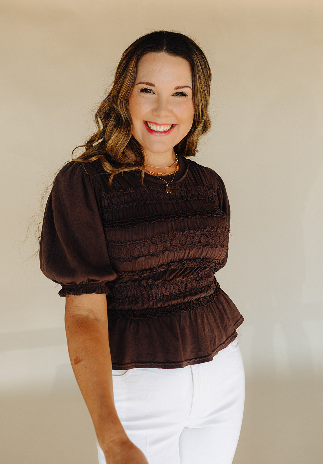 French Chocolate Maxey Knit Top