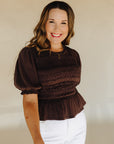French Chocolate Maxey Knit Top