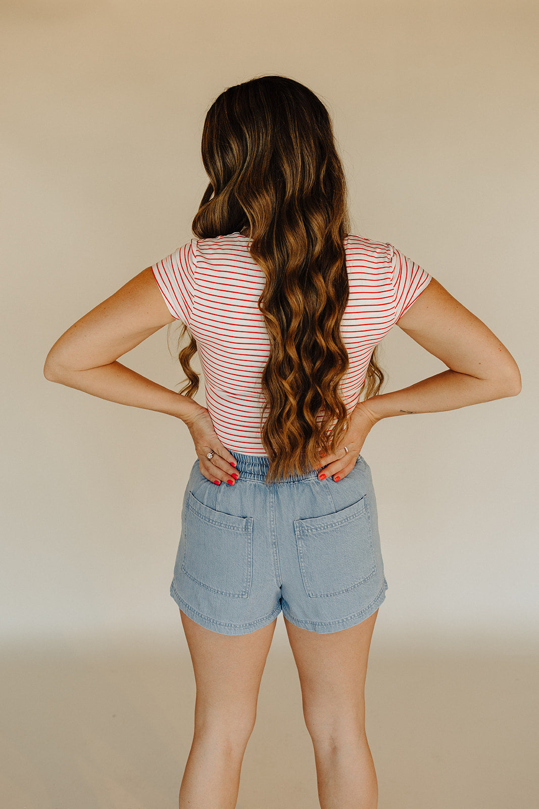 Cherry Striped Square Neck Top