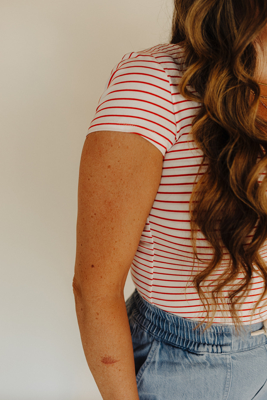 Cherry Striped Square Neck Top