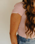 Cherry Striped Square Neck Top