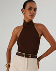 Chocolate Suede Gold Georgiana Belt
