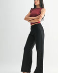 Black Stretchy Wide Leg