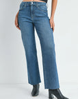 Dark Denim Slim Palazzo With Scissor Cut