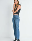 Dark Denim Slim Palazzo With Scissor Cut