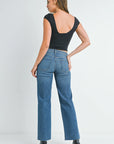 Dark Denim Slim Palazzo With Scissor Cut
