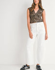 Off White Barrel Jean With Seams