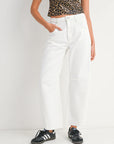 Off White Barrel Jean With Seams