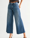 Medium Denim Wide Leg Flare Crop