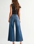 Medium Denim Wide Leg Flare Crop
