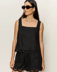 Almost There Black Linen Top