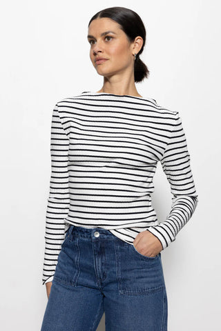 Chalk/Black Stripe Boatneck T-Shirt