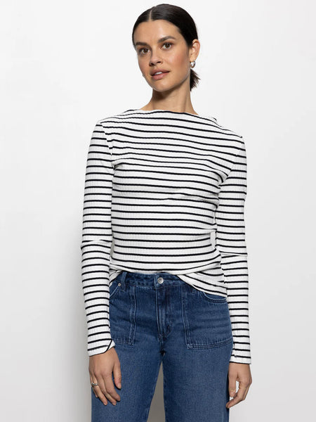 Chalk/Black Stripe Boatneck T-Shirt