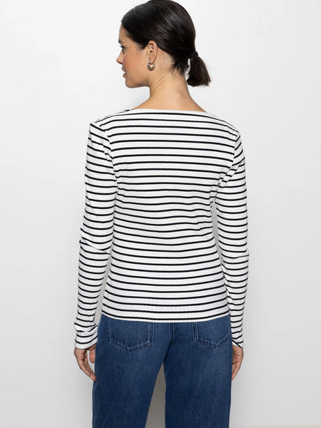 Chalk/Black Stripe Boatneck T-Shirt