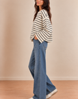 Natural Navy Low-Key Striped Pullover