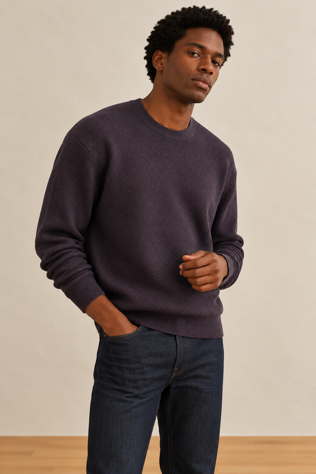 Plum Brentwood Knit Crew Neck Sweater