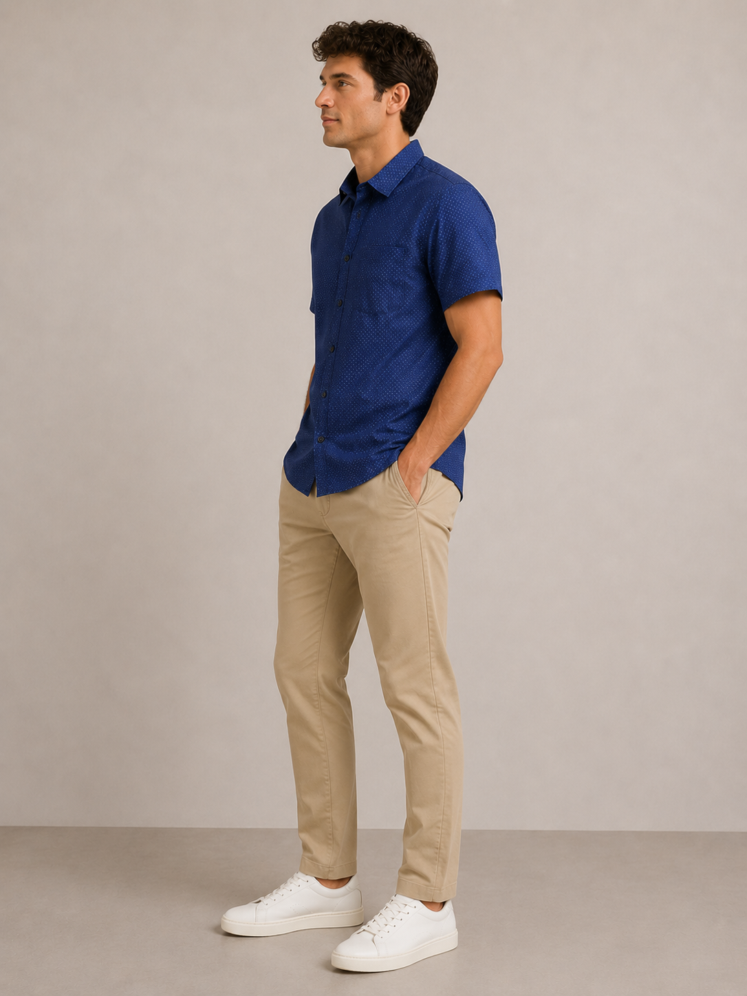 Midnight Navy Micro Gem Leeward SS Dress Shirt
