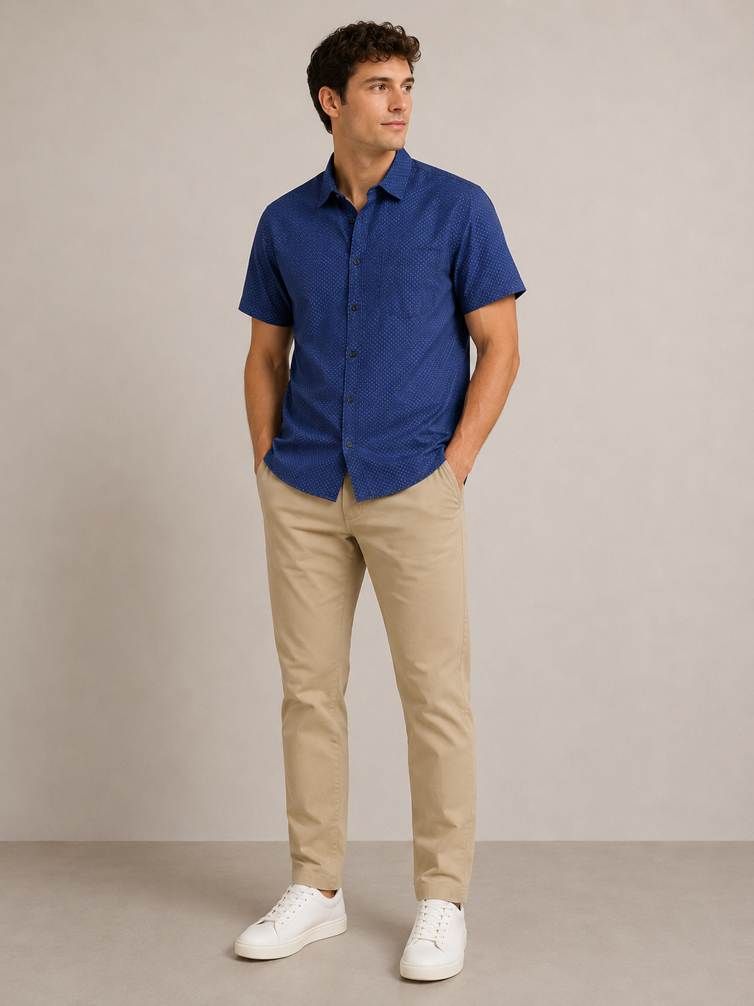 Midnight Navy Micro Gem Leeward SS Dress Shirt