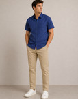 Midnight Navy Micro Gem Leeward SS Dress Shirt