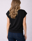 Black Boat Neck Top