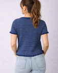 Blue Stripe Ruffled Top