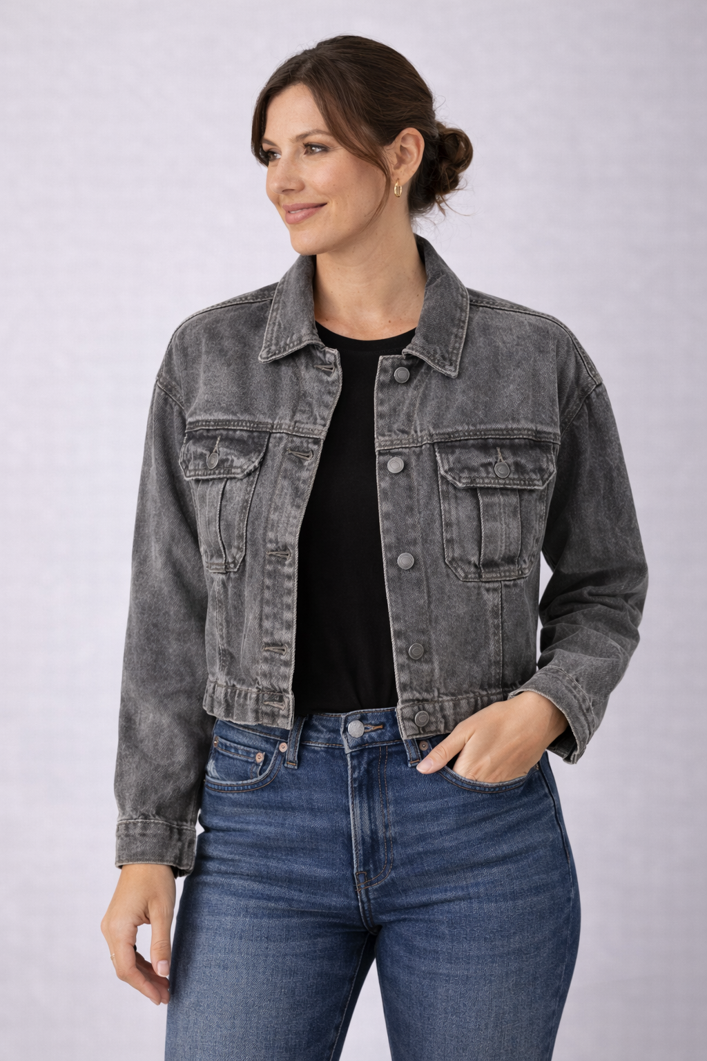GPST-601 Cropped Denim Jacket ジプソフィア Flint Cropped Denim Jacket – Purpose Boutique