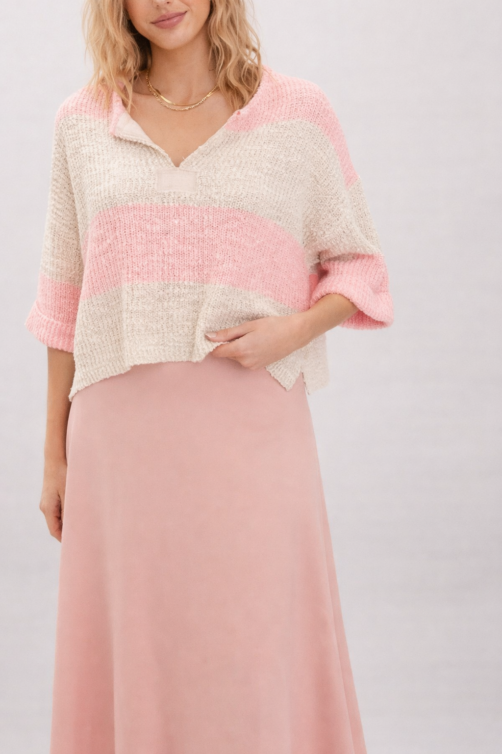 Bubblegum &amp; Oatmeal Patch Sweater