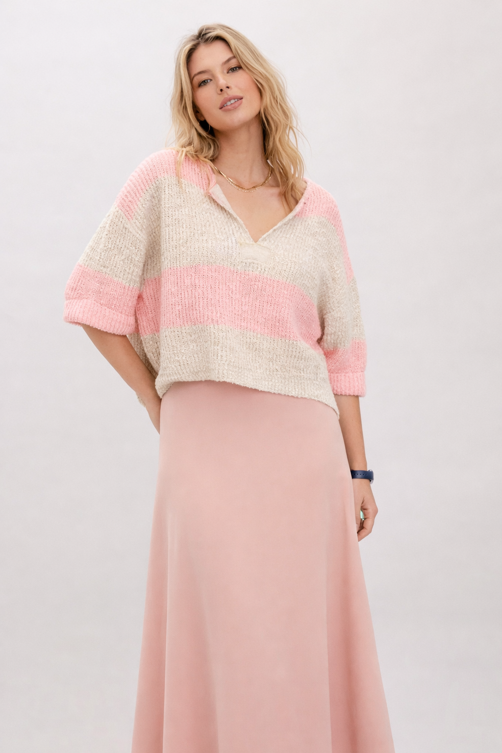 Bubblegum &amp; Oatmeal Patch Sweater